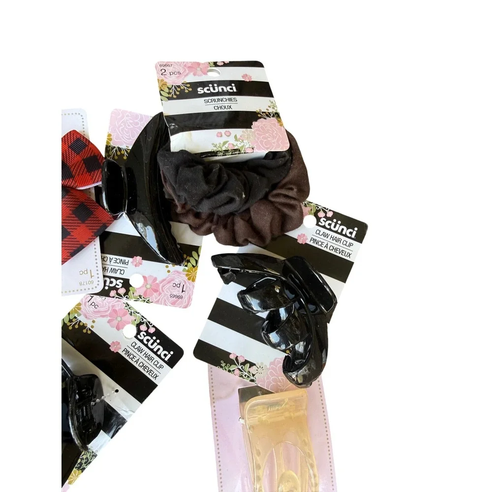 Scünci Hair Accessory Lot Claw Clips Scrunchies Bow Bobby Pins Elastics New